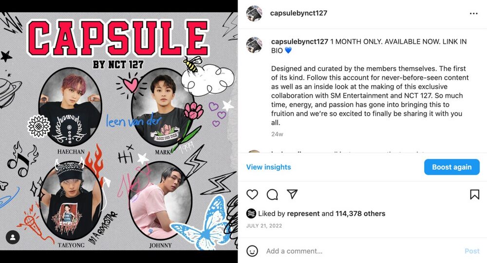 Capsule IG launch post — 114K likes